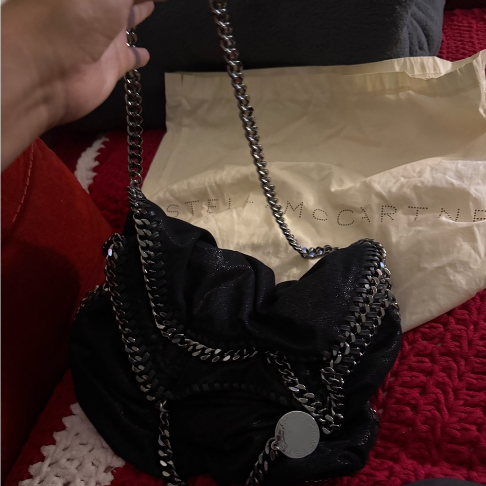 Stella McCartney Black and Silver Chain Shoulder Bag
